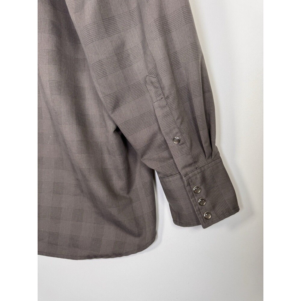 Flying R Ranchwear Shirt 20.5 36 Gray‎ Tonal Plaid Pearl Snap Western Workwear - Picture 8 of 13